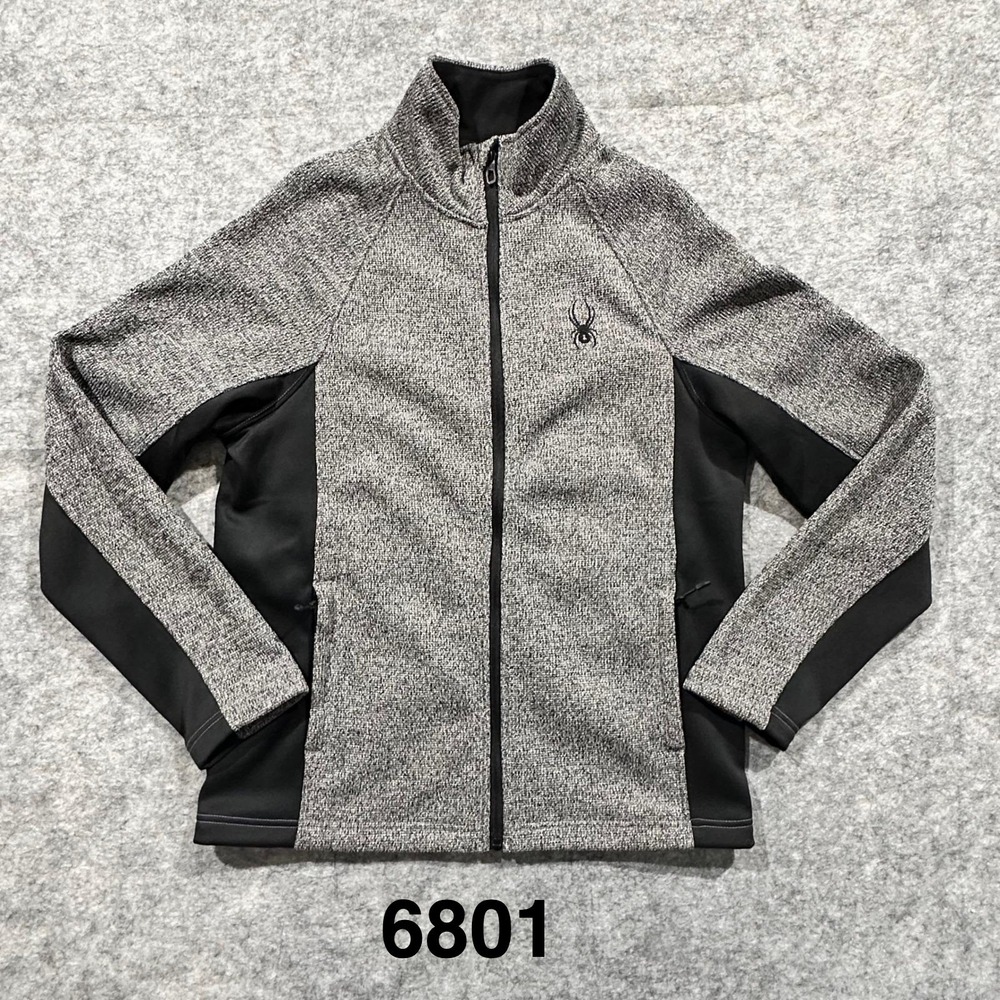Spyder Mens Size Medium Gray Black Full Zip Track Jacket Athletic Performance